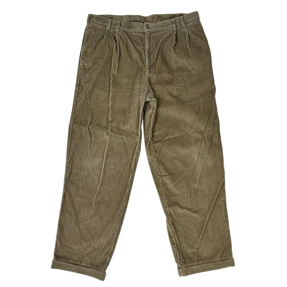 Vintage Woolrich Pants Mens 36x32 Olive Corduroy Trousers Preppy Outdoors Y2K